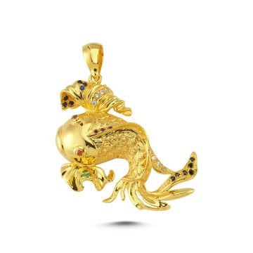Beelo Gold 14K Altın Taşlı Japon Balık Kolye Ucu
