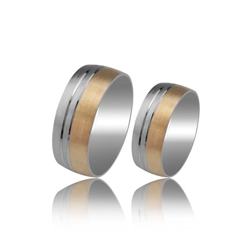 Beelo Gold 14K Altın 8 mm Alyans İkili Set Yüzük