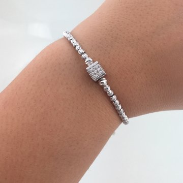 Beelo Silver 925K Gümüş Tasarım Taşlı  Zar  Bileklik