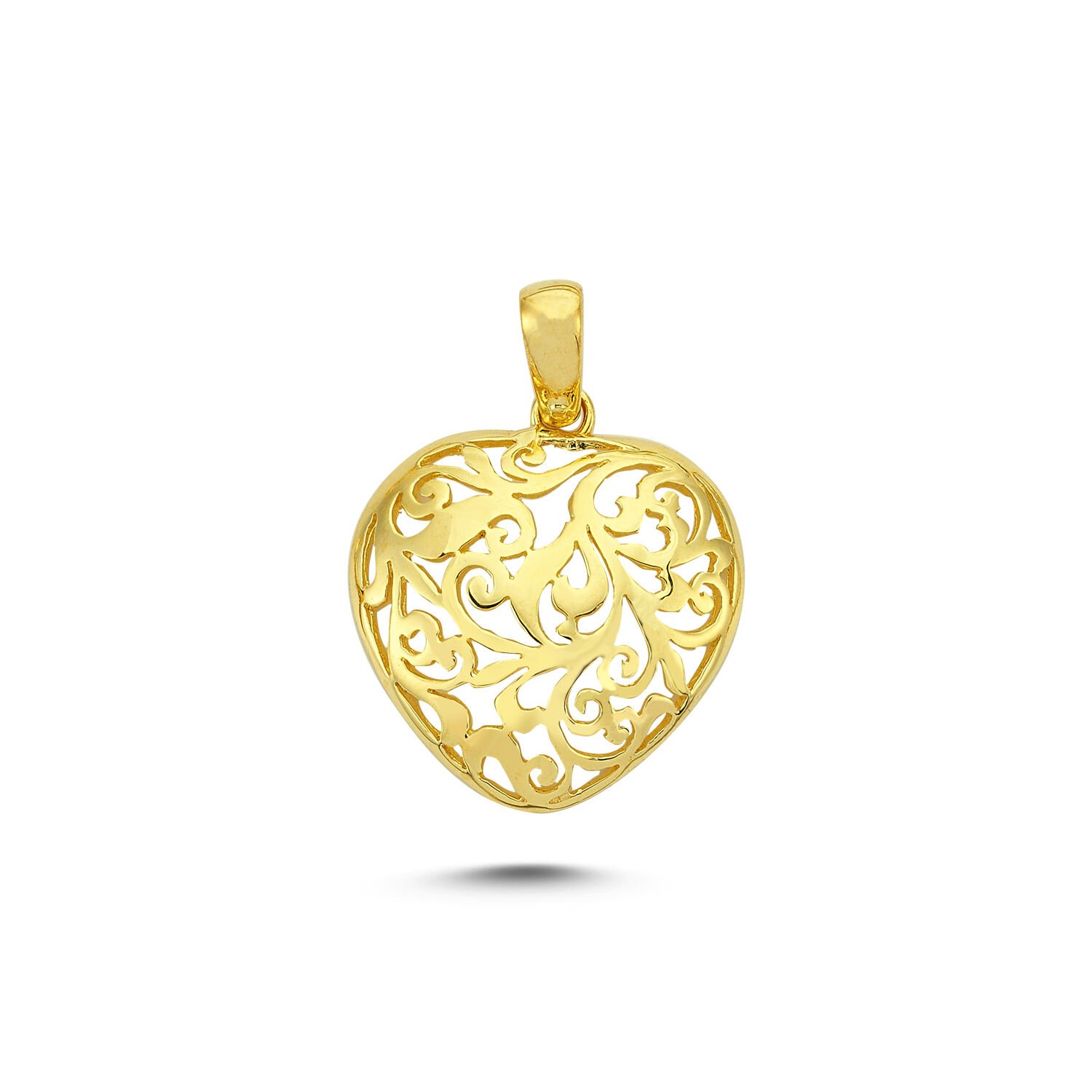 Beelo Gold 14K Altın Motifli Kalp Özel Tasarım Kolye Ucu