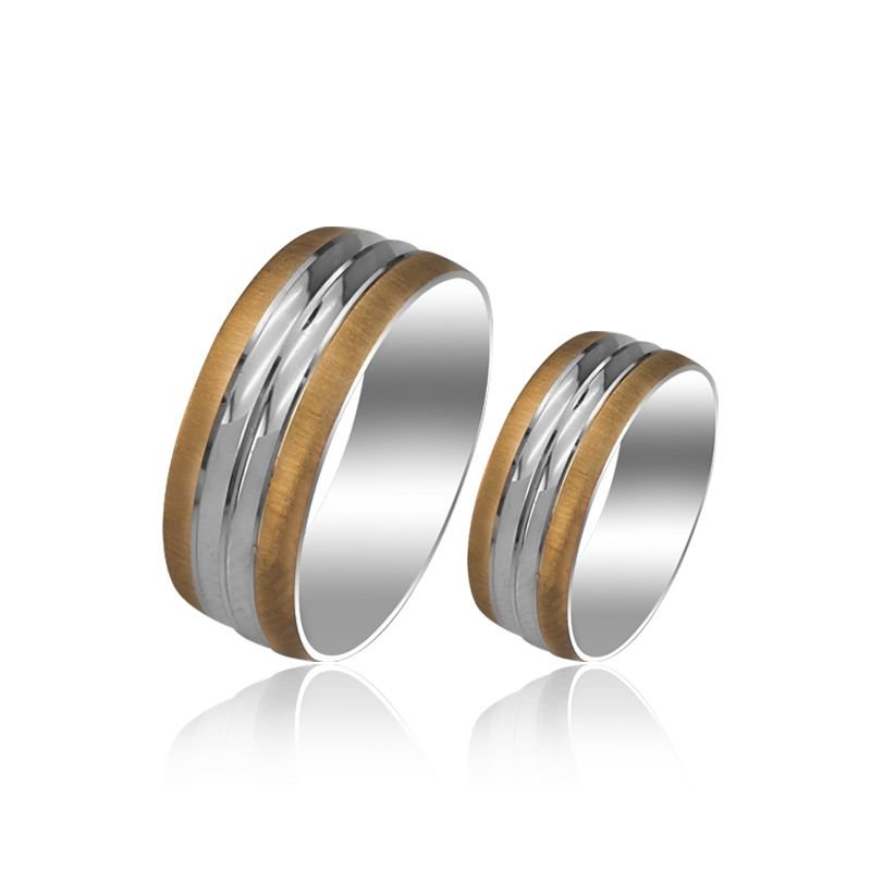 Beelo Gold 14K Altın 8 mm Alyans İkili Set Yüzük