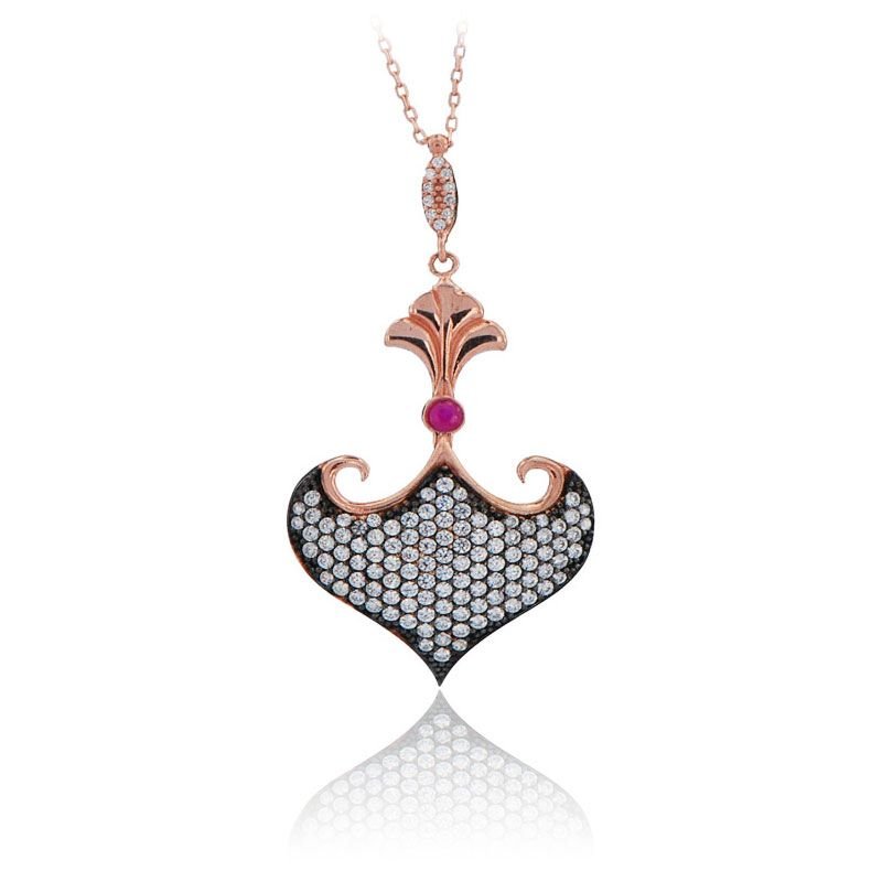 Beelo Silver  Rose 925K Gümüş Zirkon Tasarım Kolye