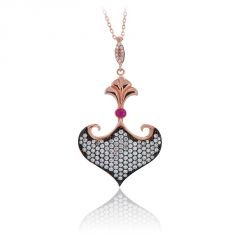 Beelo Silver  Rose 925K Gümüş Zirkon Tasarım Kolye