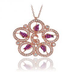 Beelo Silver  Rose 925K Gümüş Zirkon  Tasarım Kolye