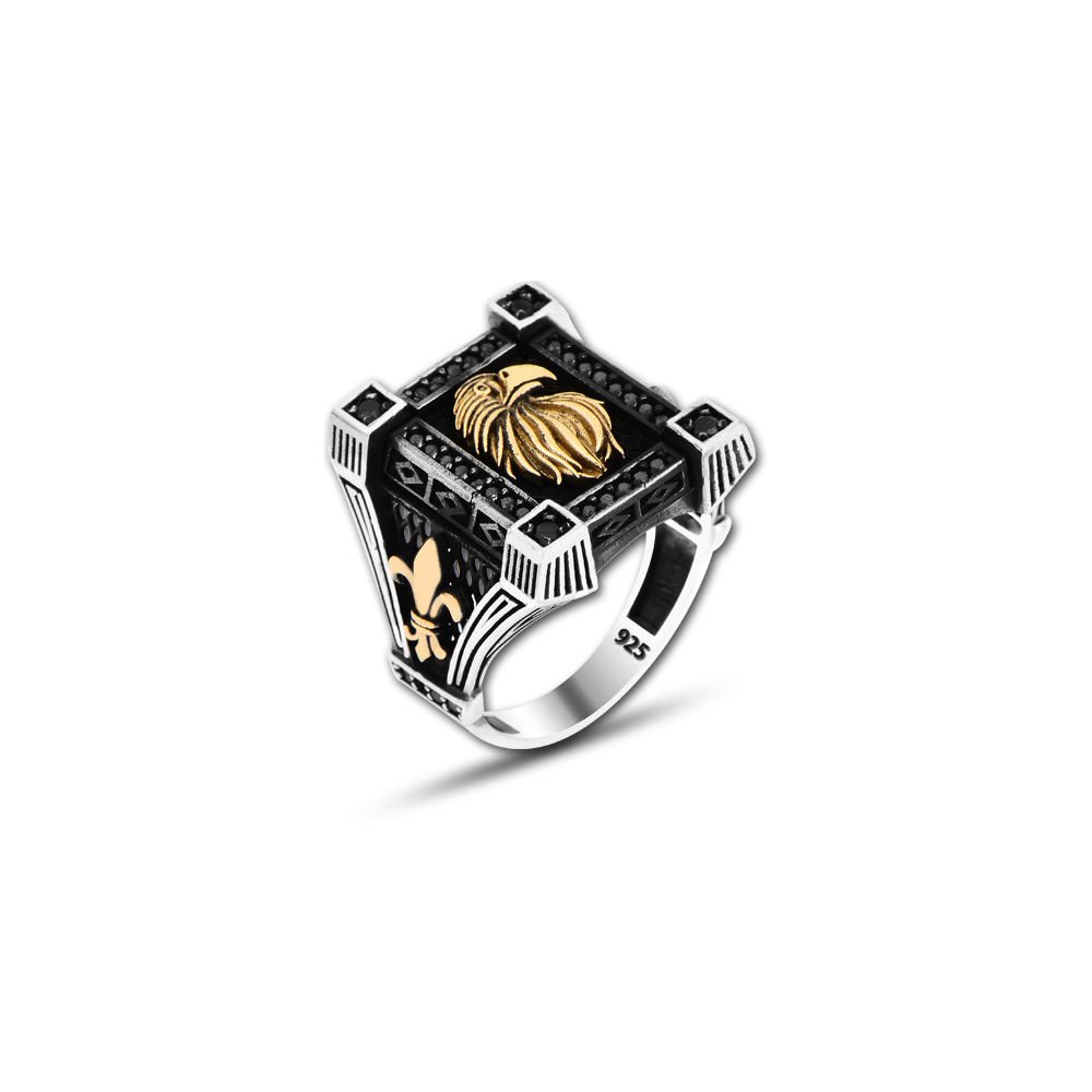 Beelo Silver 925K Gümüş Kartal Baş Erkek Yüzük