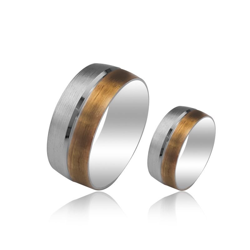 Beelo Gold 14K Altın 8 mm Alyans İkili Set Yüzük