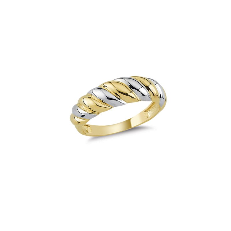 Beelo Gold 14K Altın İkili Renk Alyans Yüzük