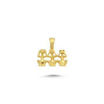 Beelo Gold 14K Altın 3 Maymun Kolye Ucu
