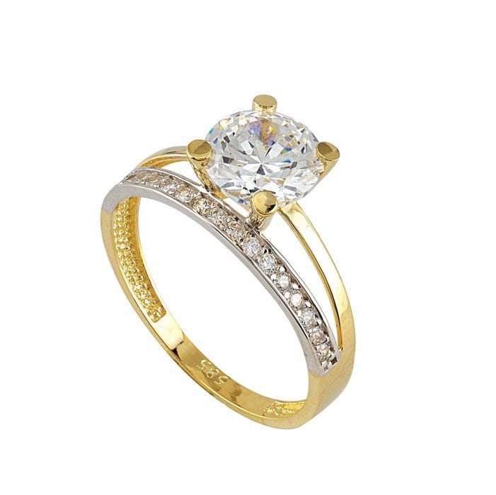 Beelo Gold 14K Altın Alyans Tek Taş Yüzük TYTT165