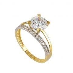 Beelo Gold 14K Altın Alyans Tek Taş Yüzük TYTT165