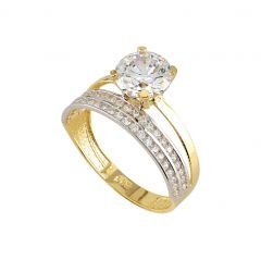 Beelo Gold 14K Altın Alyans Tek Taş Yüzük TYTT166