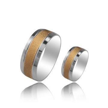 Beelo Gold 14K Altın 8 mm Alyans İkili Set Yüzük