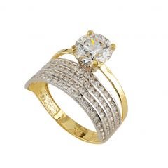 Beelo Gold 14K Altın Alyans Tek Taş Yüzük TYTT171