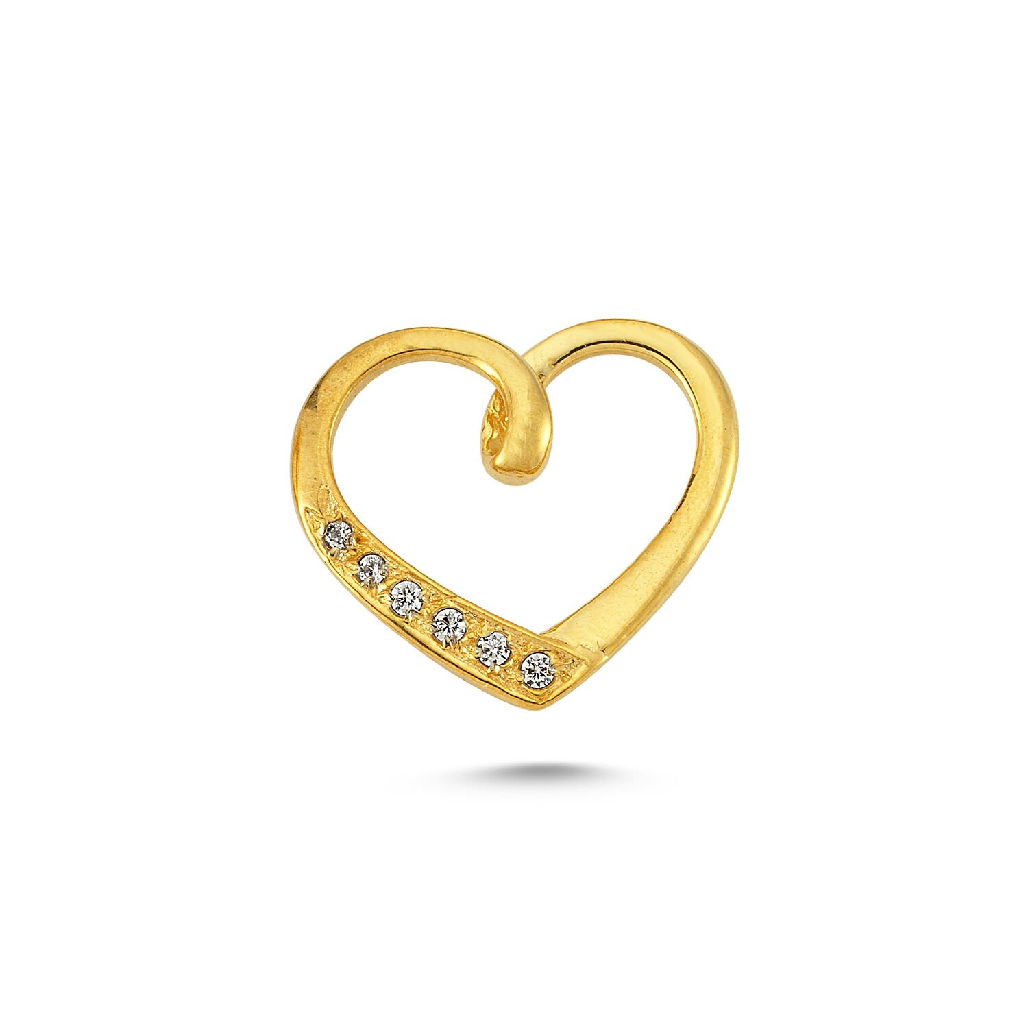 Beelo Gold 14K Altın Kalp Taşlı Kolye Ucu