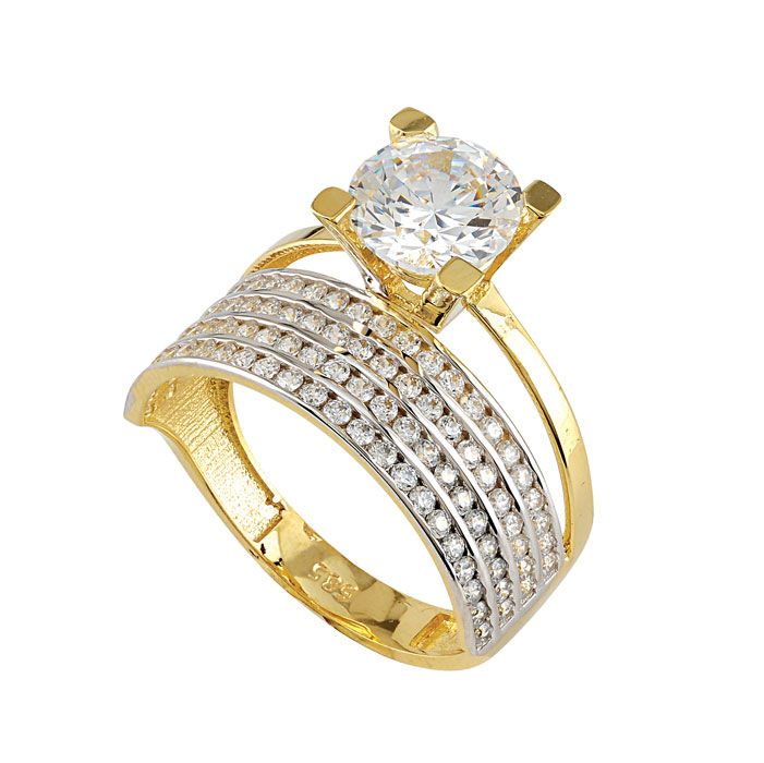 Beelo Gold 14K Altın Alyans Tek Taş Yüzük TYTT172