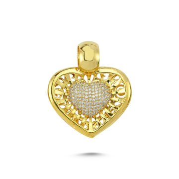 Beelo Gold 14K Altın Kalp Taşlı Kolye Ucu