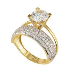 Beelo Gold 14K Altın Alyans Tek Taş Yüzük TYTT173