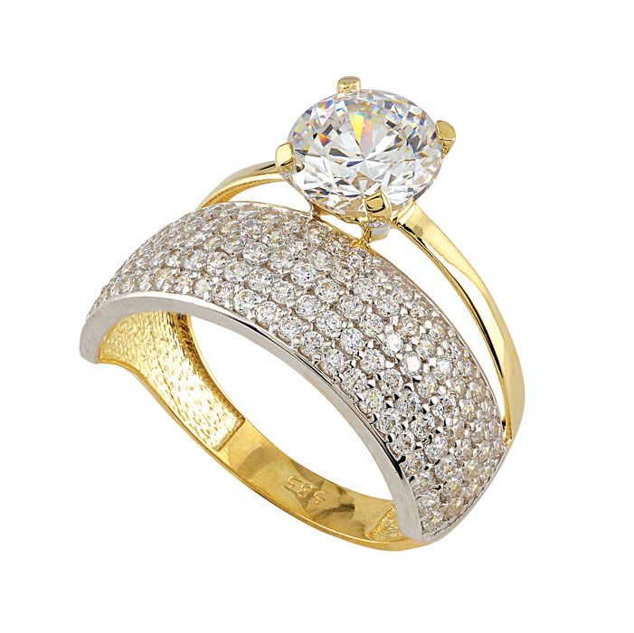 Beelo Gold 14K Altın Alyans Tek Taş Yüzük TYTT174