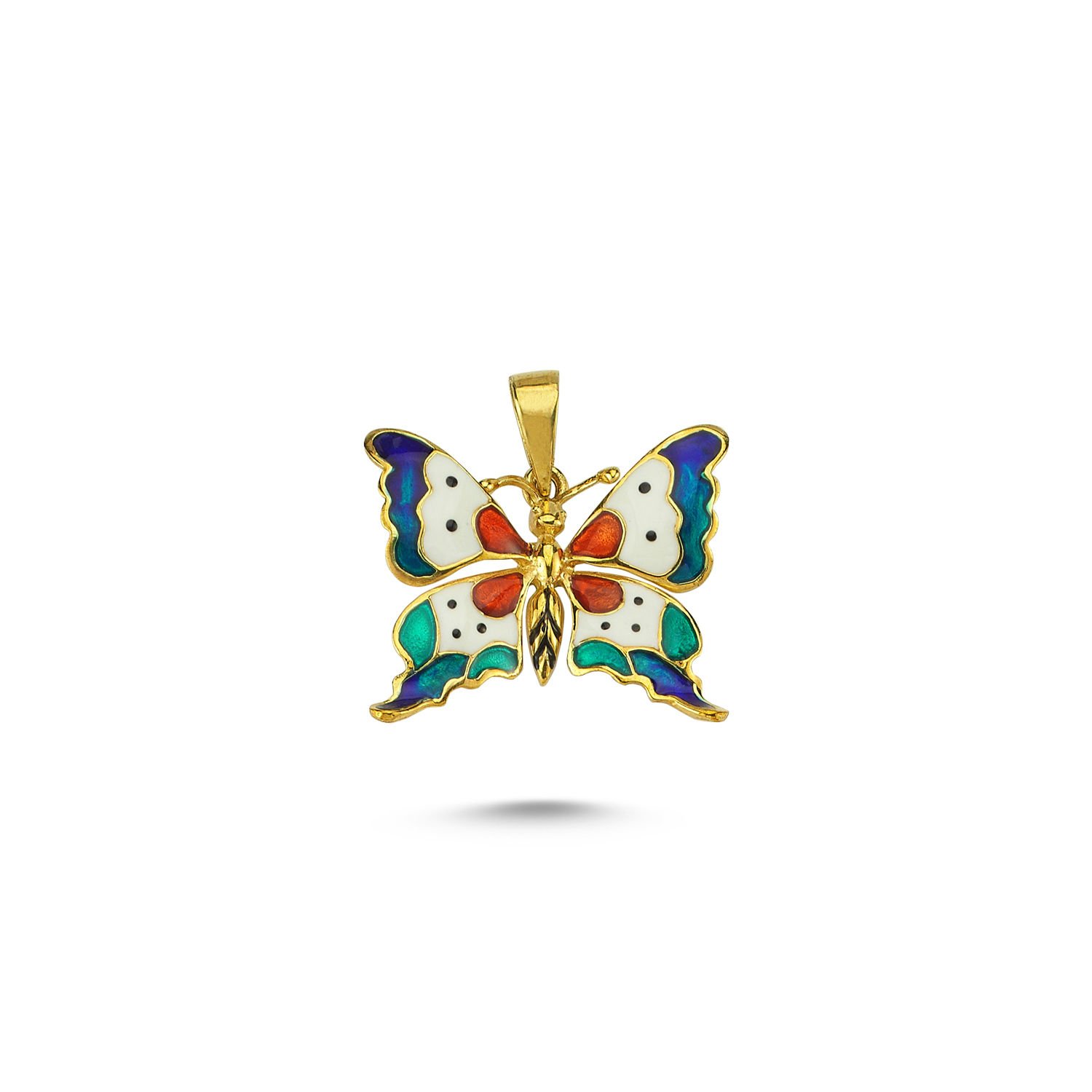 Beelo Gold 14K Altın Kelebek Mineli Kolye Ucu