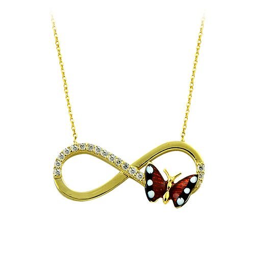 Beelo Gold 14K Altın Sonsuzluk Kelebek Kolye