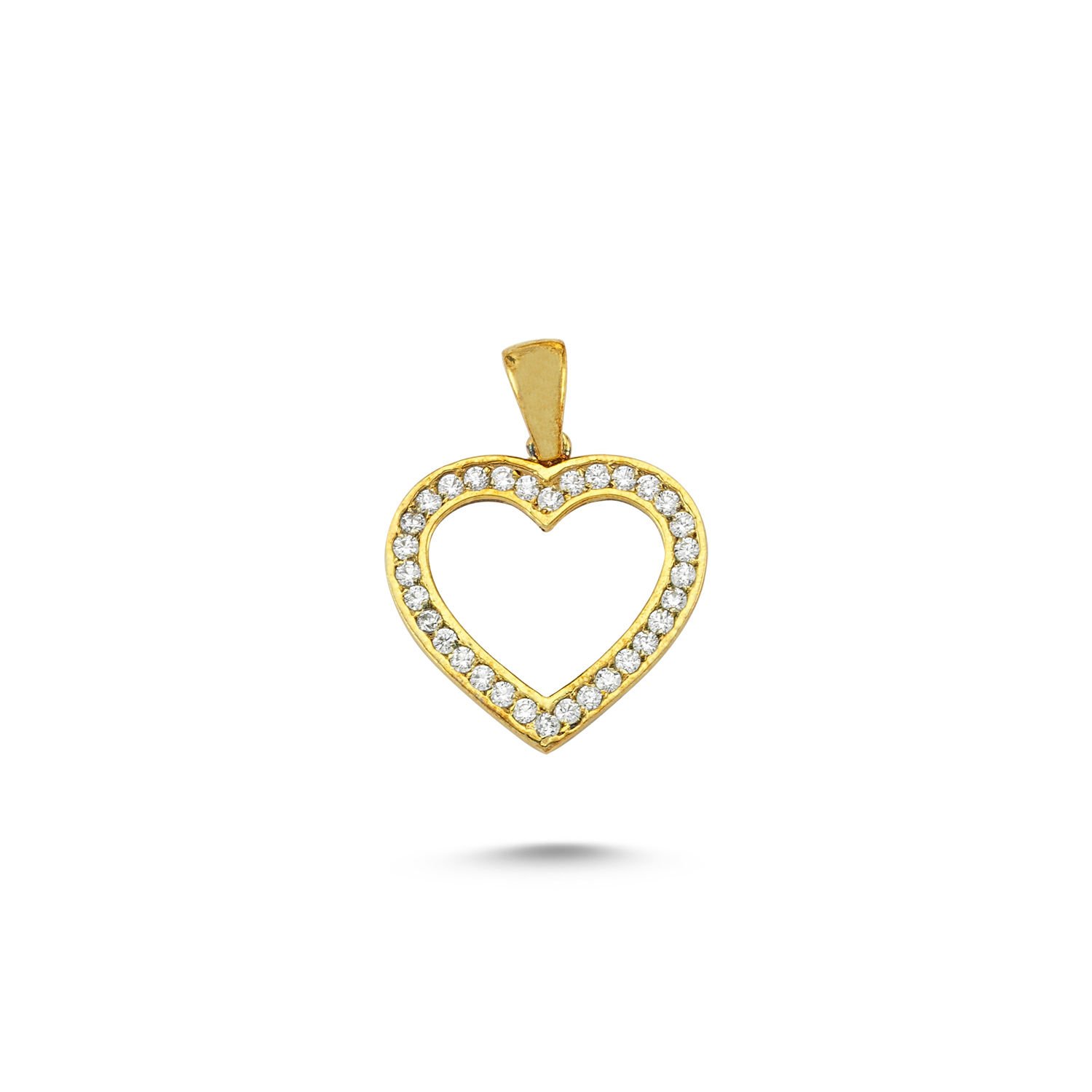 Beelo Gold 14K Altın Kalp Taşlı Kolye Ucu