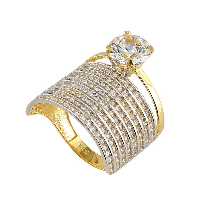 Beelo Gold 14K Altın Alyans Tek Taş Yüzük TYTT180