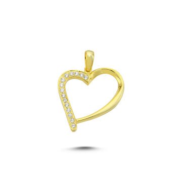 Beelo Gold 14K Altın Kalp Taşlı Kolye Ucu