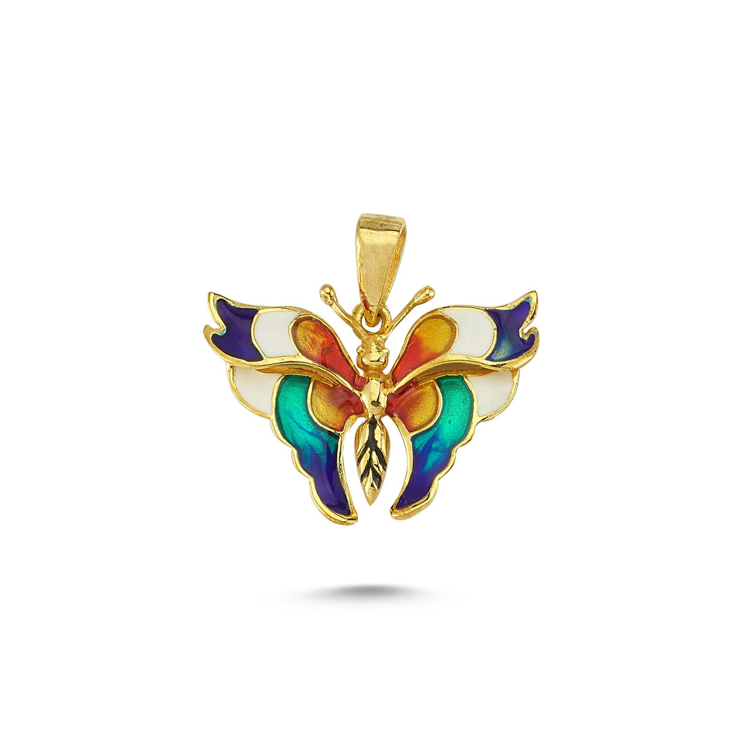 Beelo Gold 14K Altın Kelebek Mineli Özel Tasarım Kolye Ucu