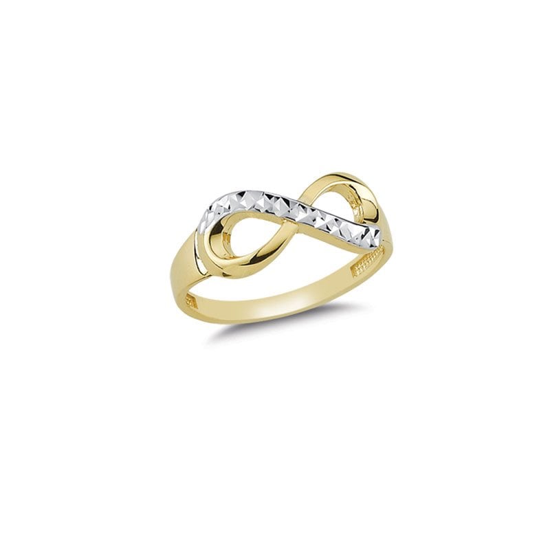 Beelo Gold 14K Altın Elmas Kesim Tasarım Sonsuzluk Yüzük