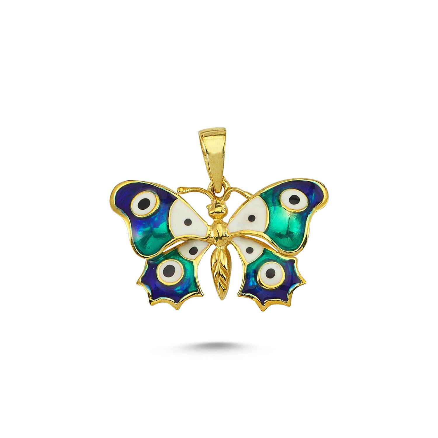 Beelo Gold 14K Altın Kelebek Mineli Özel Tasarım Kolye Ucu