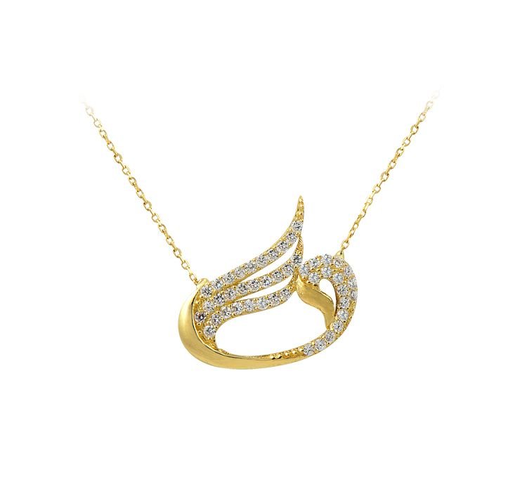 Beelo Gold 14K Altın Melek Kanadı Vav Kolye KL159