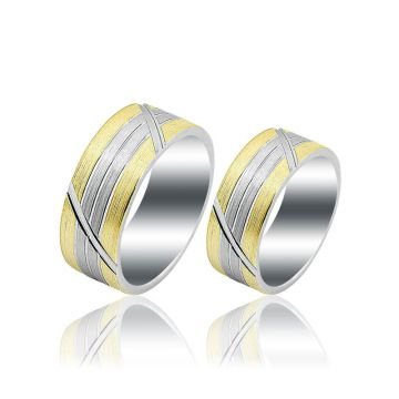 Beelo Gold 14K Altın 8 mm Alyans İkili Set Yüzük