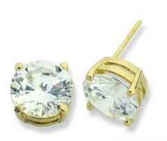 Beelo Gold 14K Altın Tek Taş Küpe