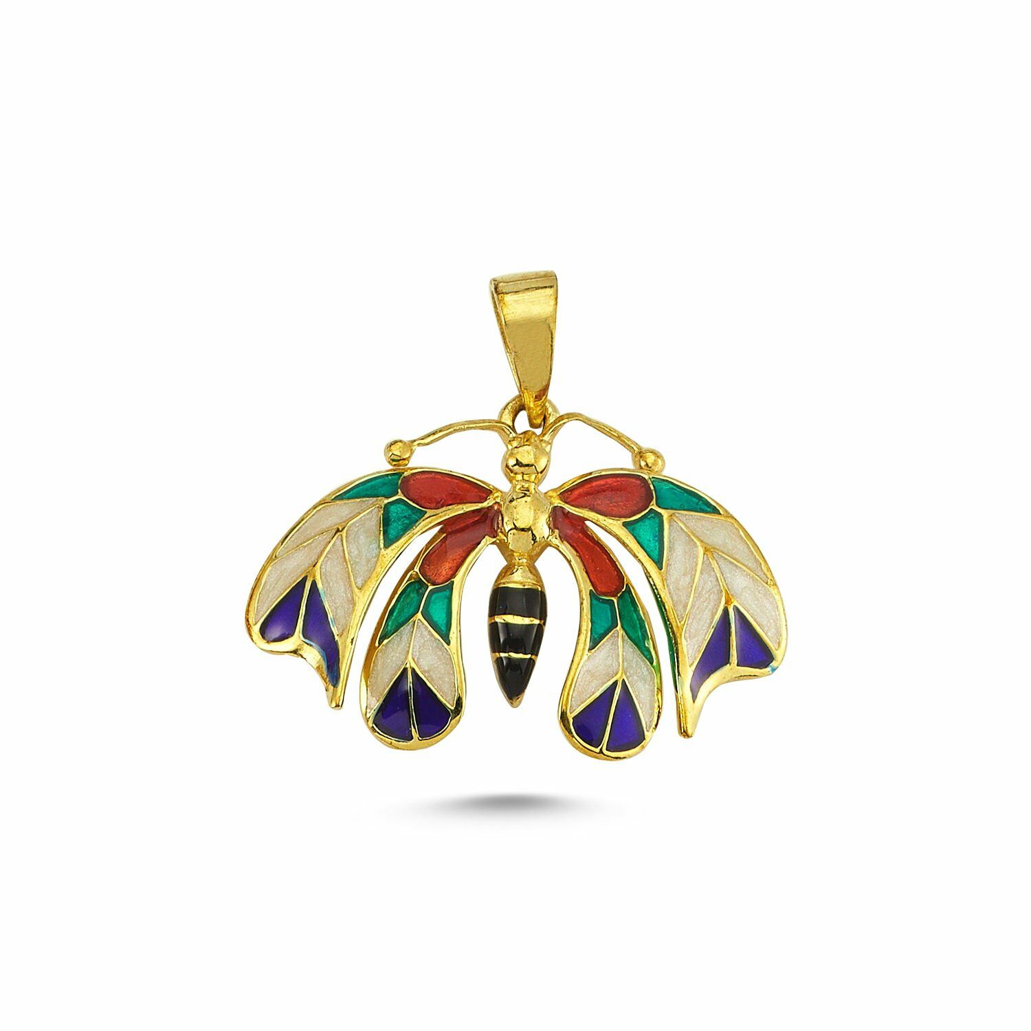 Beelo Gold 14K Altın Kelebek Mineli Özel Tasarım Kolye Ucu