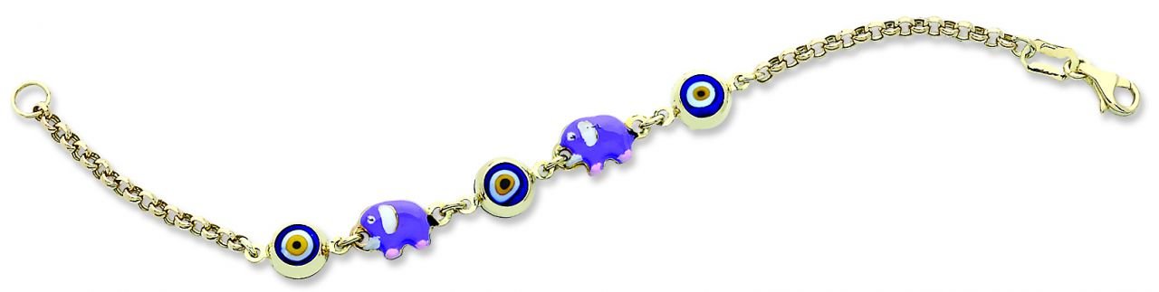 Beelo Gold 14K Altın Fil (Bereket) Çocuk Nazar Bileklik CML010