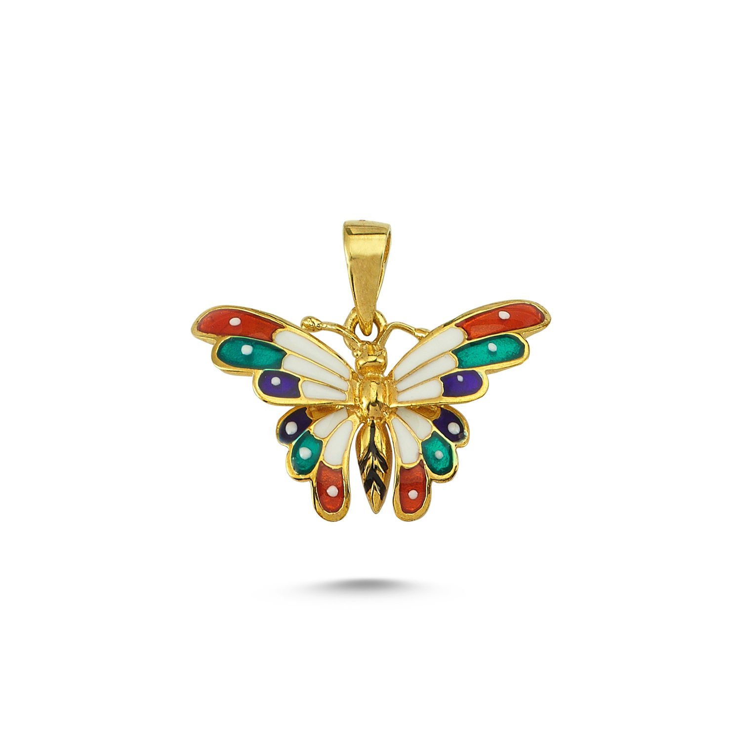 Beelo Gold 14K Altın Kelebek Mineli Özel Tasarım Kolye Ucu