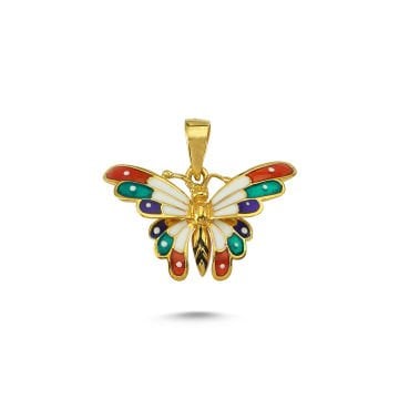 Beelo Gold 14K Altın Kelebek Mineli Özel Tasarım Kolye Ucu