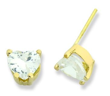 Beelo Gold 14K Altın Tek Taş Kalp Küpe