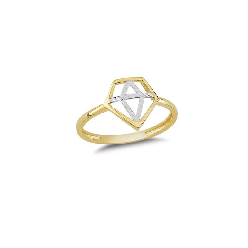 Beelo Gold 14K Altın Elmas Şeklinde Yüzük