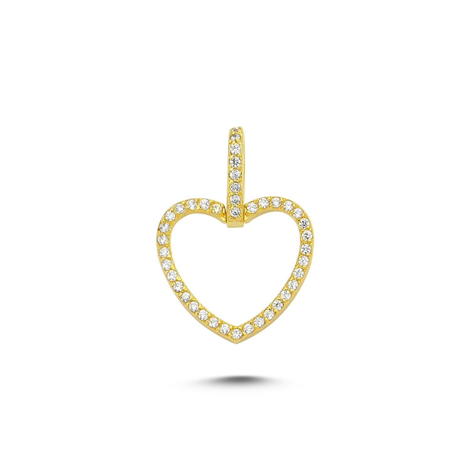 Beelo Gold 14K Altın Kalp Taşlı Kolye Ucu