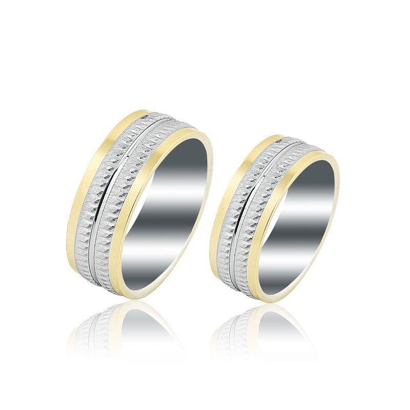 Beelo Gold 14K Altın 8 mm Alyans İkili Set Yüzük