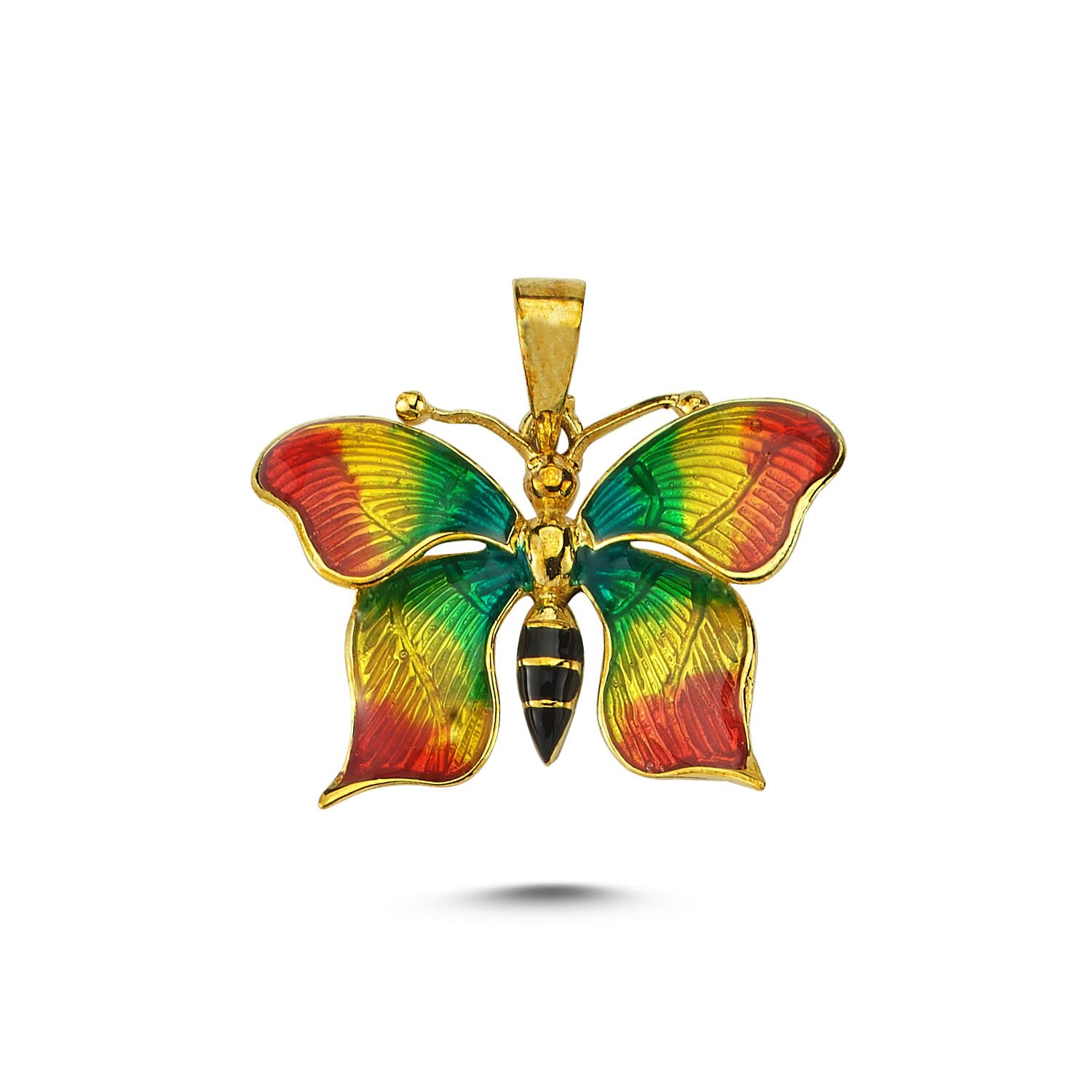 Beelo Gold 14K Altın Kelebek Mineli Özel Tasarım Kolye Ucu