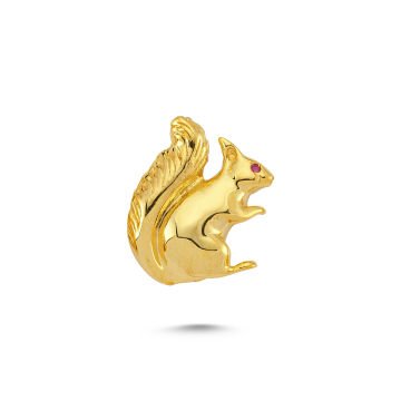 Beelo Gold 14K Altın Taşlı Sincap Kolye Ucu