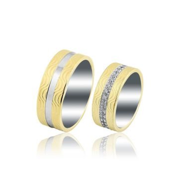 Beelo Gold 14K Altın 8 mm Alyans İkili Set Yüzük