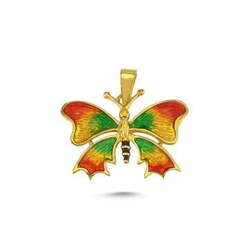 Beelo Gold 14K Altın Kelebek Mineli Özel Tasarım Kolye Ucu