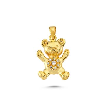 Beelo Gold 14K Altın Taşlı Oyuncak Ayı Kolye Ucu