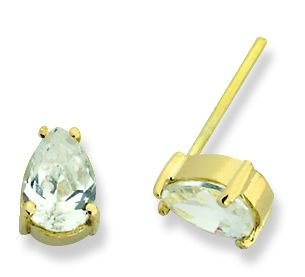 Beelo Gold 14K Altın Tek Taş Su Damlası Küpe