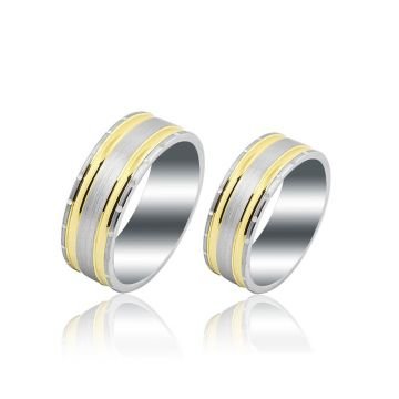 Beelo Gold 14K Altın 8 mm Alyans İkili Set Yüzük