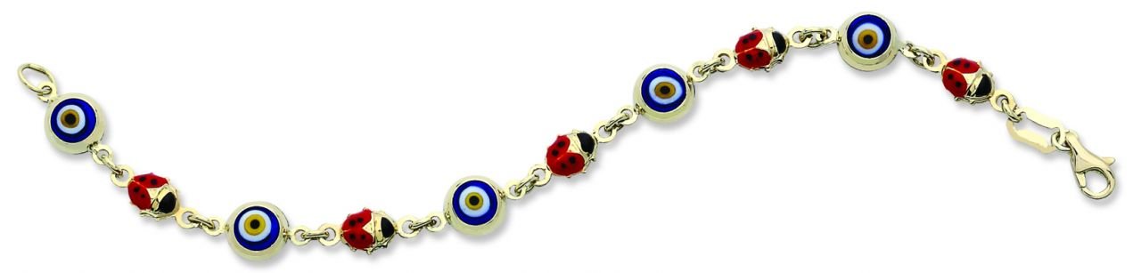 Beelo Gold 14K Altın Uğur Böceği Çocuk Nazar  Bileklik CML026