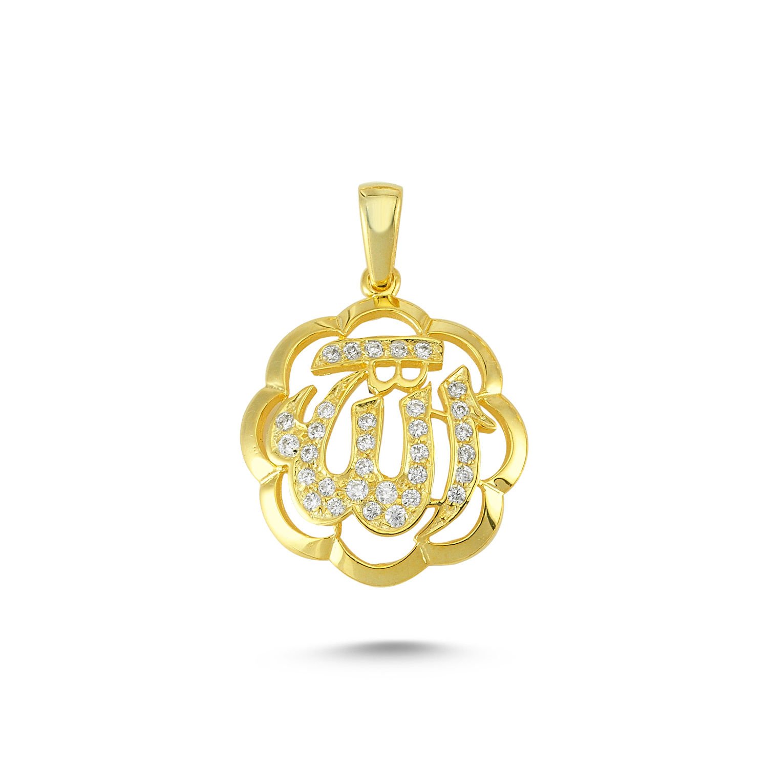 Beelo Gold 14K Altın Allah Yazılı Taşlı Kolye Ucu